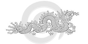 Chinese new year symbol. Ornate dragon for your design. Colouring art