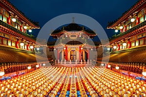 Chinese new year, Traditional Chinese lanterns display in Temple illuminated for Chinese new year festival.