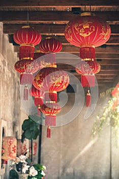Čínština nový tradiční lucerny závěsný proti čínská čtvrť význam požehnání v štěstí a štěstí 