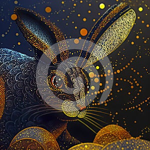 Chinese New Year Water Rabbit Background. Zodiac Symbol for Sensitivity, Intuition, Wisdom and Inner Peace