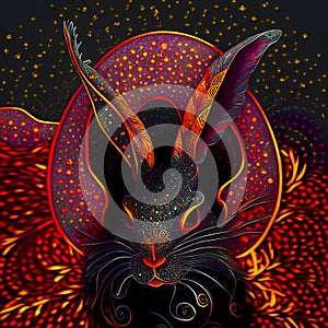 Chinese New Year Water Rabbit Background. Zodiac Symbol for Sensitivity, Intuition, Wisdom and Inner Peace