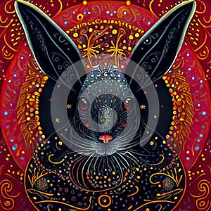 Chinese New Year Water Rabbit Background. Zodiac Symbol for Sensitivity, Intuition, Wisdom and Inner Peace