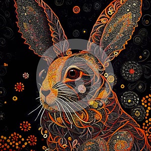 Chinese New Year Water Rabbit Background. Zodiac Symbol for Sensitivity, Intuition, Wisdom and Inner Peace