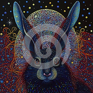 Chinese New Year Water Rabbit Background. Zodiac Symbol for Sensitivity, Intuition, Wisdom and Inner Peace