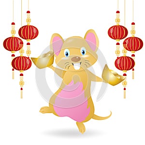 Chinese new year. Year of the rat. Background for greetings card, flyers, invitation. Chinese Translation: Happy Chinese New Year