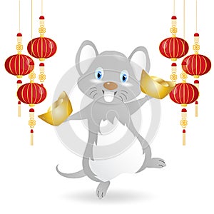 Chinese new year. Year of the rat. Background for greetings card, flyers, invitation. Chinese Translation: Happy Chinese New Year