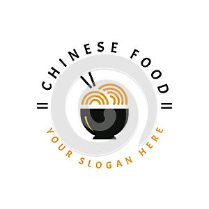 Chinese noodle logo. Asian food simple line icon for logotype. Vector design illustration