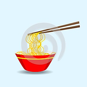 Chinese noodle logo design icon template. Japanese ramen. fast food restaurant. vector illustration