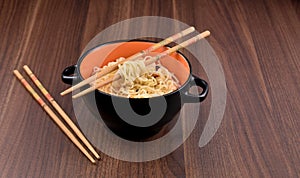 Chinese noodles in bowl stock images