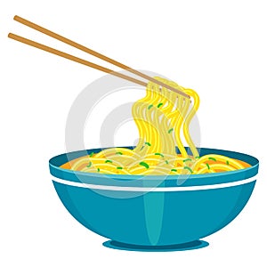 Chinese Noodles and Chopsticks photo