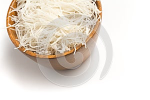 Chinese Noodles. Rice vermicelli Pasta into a bowl