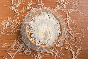 Chinese Noodles. Rice vermicelli Pasta into a bowl