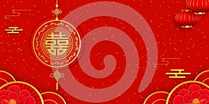 Chinese Oriental Wedding Pattern Background Wallpaper. Chinese wedding invitation card design vector.