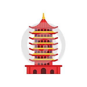 Chinese Pagoda building. Cartoon multi-tiered tower. Buddhist temple. Ancient architecture concept. Culture symbol of