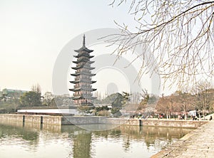 Chinese pagoda, chinese traditional architecture in Yuyuan garden, Shanghai, China