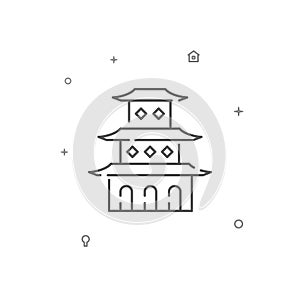 Chinese pagoda simple vector line icon. Symbol, pictogram, sign isolated on white background. Editable stroke