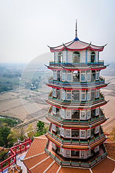 Chinese pagoda at Wat Tham Sua Tiger Cave Temple Kanchanaburi, photo