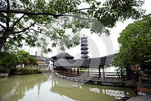 Chinese pagoda in Wuzhen town