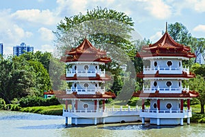 Chinese pagodas in Singapore Park