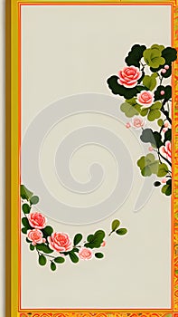 Chinese painting border lace Gongbi decorative painting illustration background photo