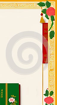 Chinese painting border lace Gongbi decorative painting illustration background photo