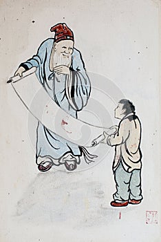 Chinese painting on Chinese temple wall