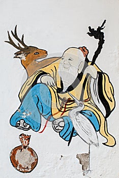 Chinese painting on Chinese temple wall