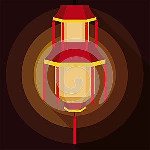 Chinese palace lantern in flat style illuminating the night, Vector Illustration