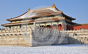 Chinese palace after snow