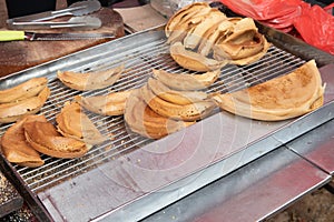 Chinese pancake at street food market in Johor Bahru