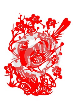 Chinese paper-cut bird