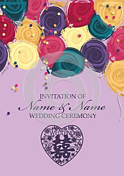 Chinese paper cut style wedding invitation card template