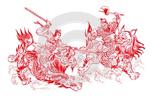 Chinese paper-cutting - fighting