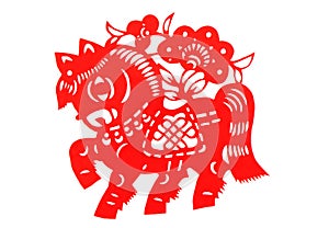 Chinese paper cutting horse