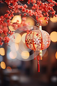 Chinese paper lantern on Chinese New Year background,