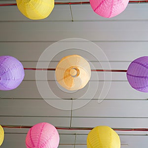 Chinese paper lanterns in pastel colors