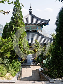 Chinese pavilion with round gate