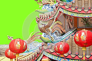 Chinese phoenix on temple roof