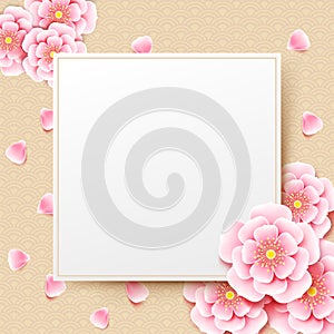 Chinese plum blossom flower with chinese art background
