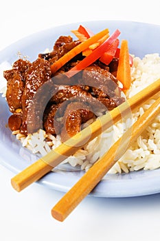 Chinese pork meat with rice