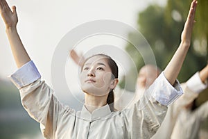 Chinese Practicing Tai Ji