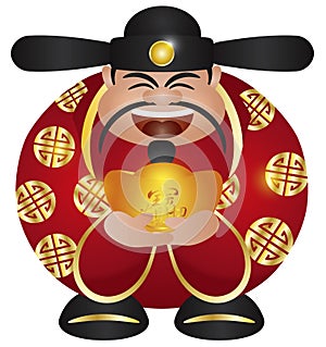 Chinese Prosperity Money God with Gold Bar