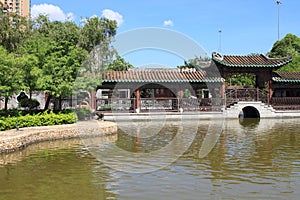 Chinese public garden and lake