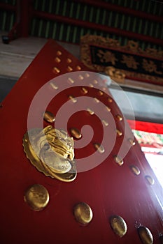 Chinese Red Door inside the Temple