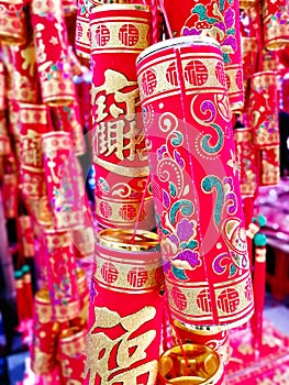 Chinese red firecracker accessories in Spring Festival