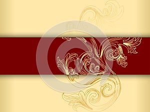 The Chinese Red And Golden Floral Greeting Card Template