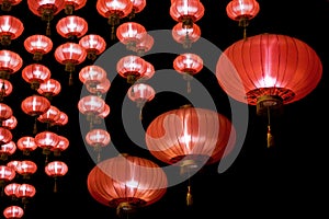 Chinese red lanterns at night