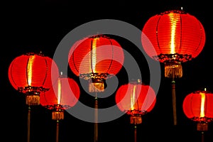 Chinese red lanterns at night