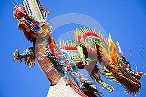 Chinese religion, temple roof, decoration, mosaic craft, dragon