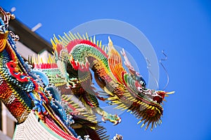 Chinese religion, temple roof, decoration, mosaic craft, dragon